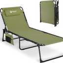VILLEY Oversize Chaise Lounge Outdoor, Heavy-Duty Folding Lounge Chair for Outside, Portable Trifold Beach Lounger with 5 Adjustable Positions for Outdoor, Patio, Beach, Lawn, Backyard, Camping Oliver