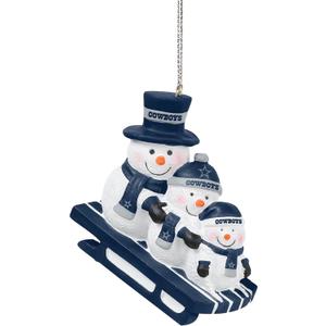 FOCO NFL Unisex-Adult NFL Team Logo Sledding Snowman Holiday Christmas Tree Ornament (One Size)