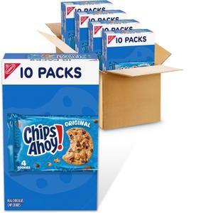 CHIPS AHOY! Original Chocolate Chip Cookies, 40 Snack Packs (4 Cookies Per Pack, 4 Boxes) (EXP 08/10/26)