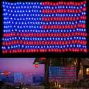 American Flag Lights, 420 Super Bright Lighted American Flag Net Light Waterproof US Flags String Light for Independence Day July 4th, Home,Yard, Garden Patio Yard Holiday Decoration (6.6FT*3.3FT 110V Plug In)
