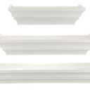 Kiera Grace Madison Classic Crown Molding Floating Wall Shelves, Robust Engineered Wood, Easy Assembly, Ideal for Home Decor, 12" / 16" / 24", White, Set of 3