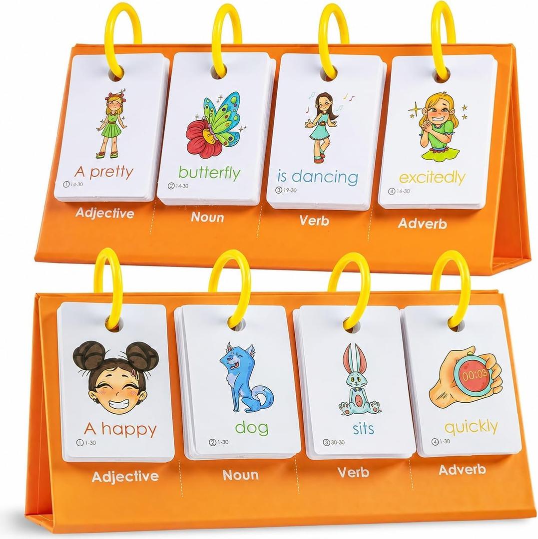2 x Alened Sentence Building Flash Cards for Kids Ages 5-8, Learn to Read Phonics Toy, Word Games, Speech Therapy Materials, Education Kindergarten Classroom Must Haves for 1st 2nd Grade