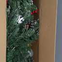 3Ft Pre-Lit Artificial Christmas Tree Tabletop with AC-Powered 100 Warm LED Red Berries Pine Cone Pine Needle, Greenery Potted Christmas Tree for Indoor, Porch, Outdoor