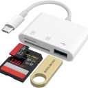 USB C SD Card Reader for iPhone 17/16/15, AIDOUBARA Memory Card Reader with SD Micro SD and USB Port, Digital Camera Adapter Compatible with iPad, Mac, MacBook, Kodak Pixpro and More Type C Devices