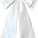 Detachable Satin Bow for Wedding Dress Bowknot with Irregular Tulle Tail