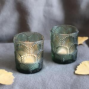 Woho Green Votive Candle Holders Set of 24, Green Glass Tealight Candle Holder for Christmas Party Decor, Tea Light Candle Holder Glass for Wedding Table Lovely Gift
