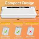Compact Food Vacuum Sealer Machine, 75KPA Suction Power, LED Digital Timer Display, Dry and Moist Food Modes, Ideal for Home Kitchen Use, Includes 20 Bags, White
