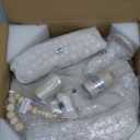 Q&S Boho Chandelier Wood Beaded Flush Mount Ceiling Light Fixtures for Nursery Baby Bedroom Kitchen Hallway,Oak White Finish,2-Lights