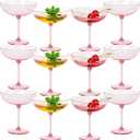 LemonRoad 12 Pcs Detachable Martini Glasses 9oz Disposable Plastic Coupe Cocktail Dessert Glassware Set for Champagne Wine Wedding Birthday Holiday Party Supplies (Pink)