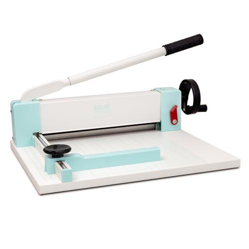 We R Makers Cinch Stack Cutter, Heavy Duty Guillotine Paper Cutter for 1” Thick Stacks, Precision Alignment, Easy Operation, Paper Cutter Guillotine for Scrapbooking, Card Making, and Crafting