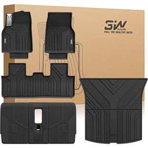 3W Floor Mats for 2025 2026 Tesla Model Y Juniper Only for Standard 5 Seat with Rear Cargo Mat & Backrest Mat TPE Anti-Slip All Weather Tesla Model Y Accessories, Vigormold