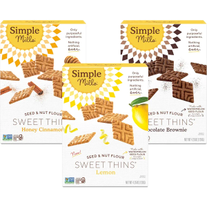 Simple Mills Sweet Thins New Cookies Variety Pack, Seed and Nut Flour (Lemon, Honey Cinnamon, Chocolate Brownie) - Gluten Free, Paleo Friendly, Healthy Snacks, 4.25 Ounce (Pack of 3)