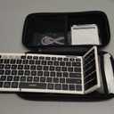 Foldable Keyboard and Mouse, Samsers Folding Bluetooth Keyboard Combo, 2.4G + BT5.0 x 2, Full-Size Portable Travel Keyboard & Rechargeable Wireless Mouse for Windows Android iOS Mac OS, Starlight