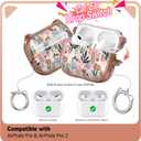 2 x RFUNGUANGO AirPods Pro Case for Women Girly Cat Case with Lock, Phone Stand, Keychain & Cleaner Kit, Compatible with Apple Airpods Pro 2nd/1st Generation Case Cover, Rose Gold Leaf