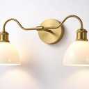2 Light Milk Glass Bathroom Vanity Light in Brushed Gold Finish - Brushed Gold Vanity Light for bathrooms (Bulb Included)