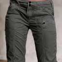 Flamingals Straight Leg Pants for Women Mid Rise Casual Front Patch Pocket Design Solid Seam Pants