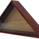Flag Display Case - 5' x 9.5' Funeral & Military Flag Shadow Box with HD Tempered Glass and Wall Mount, Folded Triangle Flag Holder Frame for Veterans, Cherry Red
