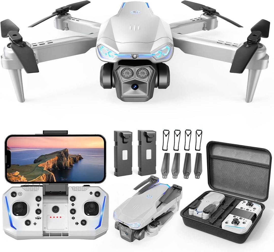 Drone with Camera for Kids & Adults, 1080P HD Mini FPV Drones with Altitude Hold, One-Key Take Off/Landing, Headless Mode, 360 Flips, Speed Adjustment, Toys Gifts for Boys Girls, Beginner (Grey)