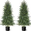 4FT Real Touch Cedar Topiary Trees for Front Porch Decor, Artificial Shrubs Faux Plants Potted UV Resistant Fake Greenery for Outdoor Indoor Door Garden Farmhouse Home Decoration (Set of 2)