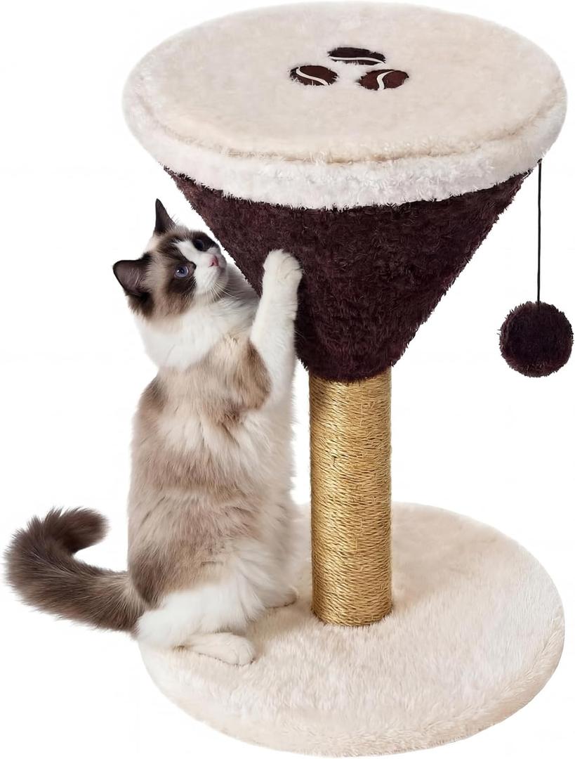 Sosation Espresso Martini Cat Scratcher 19.7" H Cat Scratching Post Scratcher with Dangling Ball for Indoor Cats Scratching Post for Kittens and Medium Large Cats