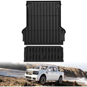 LASFIT Truck Bed & Tailgate Mat for Ford Maverick 2026 2025 2024 2023 2022 Hybrid & Gasoline Custom Fit TPE All Weather Truck Bed & Tailgate Liner (Not fit with Drop-in Liner), 2pcs Black
