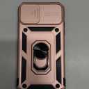 Janmitta Case for iPhone 11 Phone Cover Built in Slide Camera Lens Cover+Screen Protector,Heavy Duty Shockproof Full Body PhoneCase with Finger Ring Holder Kickstand,Rose Gold