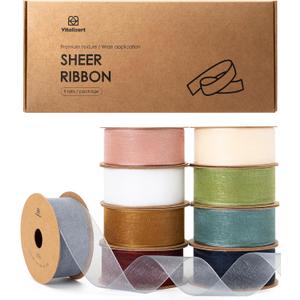 Vitalizart 1" x 90Yd Organza Ribbon Mixed Color Sheer Ribbons Set 10 Yd x 9 Rolls Handmade for Gift Wrapping Christmas Tree Crafts Bows Wedding Invitations Wreaths Wrap Vitalizart 1" x 90Yd Organza Ribbon Mixed Color Sheer Ribbons Set 10 Yd x 9 Rolls Handmade for Gift Wrapping Christmas Tree Crafts Bows Wedding Invitations Wreaths Wrap