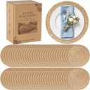 60 Pack 12IN Round Woven Placemats, Natural Bulrush Boho Farmhouse Mats