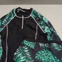 Girls Rash Guard Swimsuit 14-16 Teen Girl Bathing Suits Size 14-16 Tropical Print UPF Sun Protection Long Sleeve Swimwear + Swim Shorts 2 Piece Black