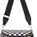 Pure Colour Crossbody Bum Bags for Women Spacious Checkered Cross body Bag Nylon Trendy Fanny Pack for Travel