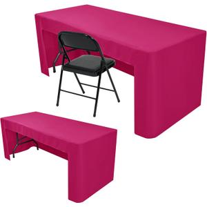 Nasitos 2 Pack Fuchsia Fitted Table Cloth for 4 Foot Tables-Tablecloth Open Back Fabric Washable and Wrinkle Resistant Table Covers for Rectangular Tables Birthday Parties, Baby Shower, Banquet