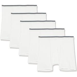 Amazon Essentials Men's Breathable Cotton Underwear Boxer Briefs, Tag-Free, Pack of 5, White, XX-Large Big
