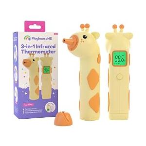 Playhouse MD Baby Thermometer for Kids – Digital Infrared No-Touch Forehead & Ear Thermometer, 3-in-1 Contactless Thermometer with Fever Indicator, Fever Buddy Giraffe