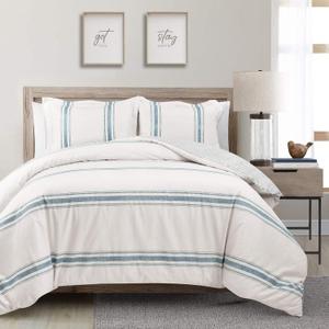 Lush Decor Comforter Farmhouse Stripe, Full/Queen, Blue