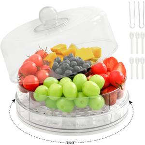 lce Chilled Condiment Caddy,With 4 Containers and Smooth Condiment Pots,Serving Tray Mimosa bar Supplies,Fruit,Taco,pastries,party Garnish (Transparent)