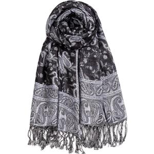 AUSEKALY Pashmina Feel Shawls Wraps for Women Rave Scarf Soft Silky Reversible Men Scarves (Black White)
