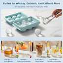 WIBIMEN Large Ice Cube Molds, Big Round Whiskey Ice Cube Trays for Freezer, Easy to Fill & Release, Whiskey Bourbon Cocktail(1.9In*6 Balls- Blue/2 Pack)