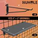 HUHOLE 4 Pack Gridwall Shelves 16 x 8 Inch Wooden Grid Wall Shelf with Metal Brackets Heavy Duty 44lbs Capacity Gridwall Accessories for Retail Display Garage Storage and Craft Room Organization