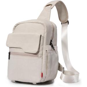 Cwatcun Camera Bag Crossbody Shoulder Messenger Camera Case, Lightweight DSLR/SLR/Mirrorless Photography Bag with Tripod Holder and Rain Cover for Canon, Nikon, Sony, Fuji Cameras, Lens Accessories (Large, Beige)