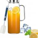 1.5 L Glass Pitcher with Lid Water Jug, Juice Jug, Glass Iced Tea Pitchers, Water Filter Pitcher for Coffee, Milk, Cold or Hot Beverages