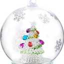 Christmas Tree Glass Snow Globe - Color Changing LED Ornament Decor Lighted for Christmas Tabletop Decorations Home Dcor Kids' Gift(No Liquid No Music)