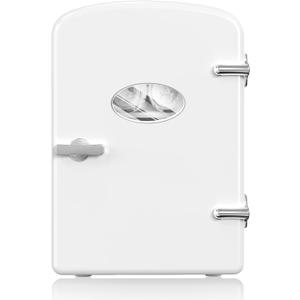 YSSOA 9 Cans Compact Mini Fridge, Warmer and Cooler Portable Refrigerator with Observation, Freon-Free & Eco Friendly, 6L with window, White