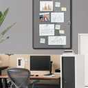 Mifuro 38"x28" Enclosed Bulletin Board, Lockable Weather-Resistant Aluminum Cork Noticeboard for Hospital School & Office, Black Frame w/Grey Flet