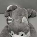 2 Lb Weighted Stuffed Grey Dog Animals - 16 Inches Bear Dog Dino Pig Plush Throw Pillow Toy - Embroidered Plushie Collectible - Kawaii Plushies Hugging Toy Gifts for Kids & Adults (Grey Dog) (2 Lb Grey Dog)
