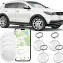 Mini GPS Tracker for Vehicles No Monthly Fee,GPS Car Tracker,Hidden Car Tracker with Case,Real Time Car GPS Tracker Work with Apple Find My(iOS Only) (Waterproof White,4PCS)