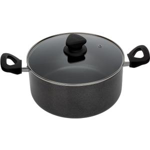 IMUSA USA IMU-91635 Nonstick Stock Pot with Glass Lid 4.8-Quart, Charcoal