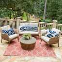 OTOSTAR Outdoor Waterproof Throw Pillow Covers 12x20 Inch Set of 4 Boho Farmhouse Outdoor Cushion Covers for Patio Funiture GardenGeometry80-Navy Blue