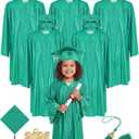 Xuhal 6 Set Preschool Graduation Cap and Gown Set Kindergarten Grad Gowns Children Graduation Cap with 2026 Grad Tassel(Large,Green) (Green)