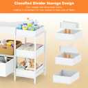 Baby Changing Table with Storage,Heavy-Duty Diaper Changing Station, White Nursery Dresser Organizer with 2 Large Fabric Baby Drawers, 3 Diaper Caddy Bin & Wood Shelf, Kids & Baby Bedroom Furniture