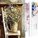 BAISITE Paint by Numbers Kit for Adults Beginners,20" Lx16 W Canvas for Painting Kits for Adults in Colorful Box Daisy Vase-BSC003